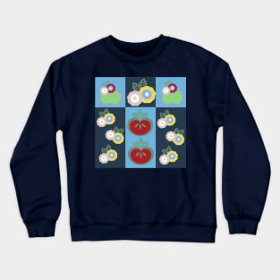 Japanese Fruit and Flowers Woodcut Print Pattern Crewneck Sweatshirt